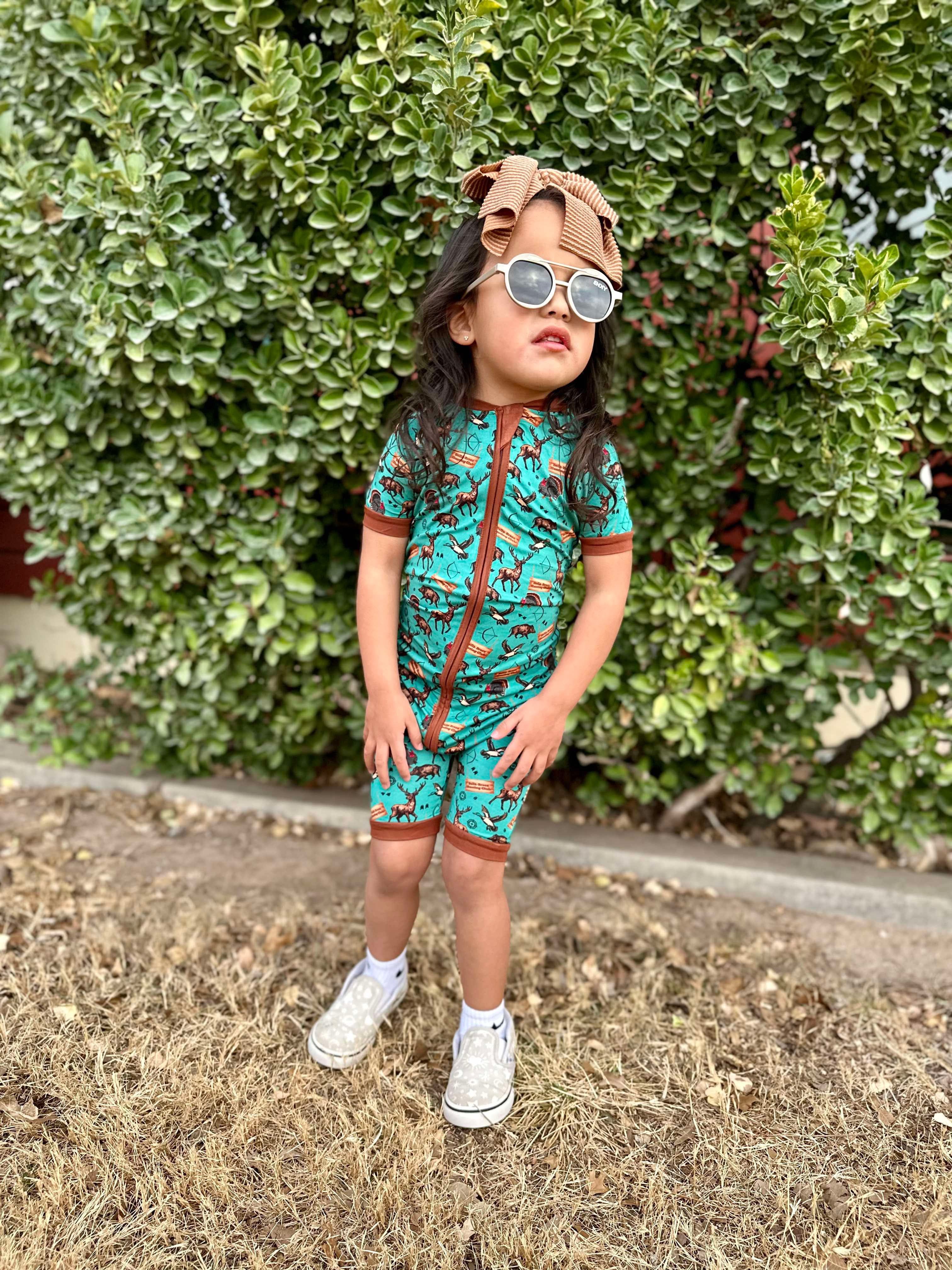 TEAL Bella-Breez Hunting Club Bamboo Shortie Romper (FINAL SALE)