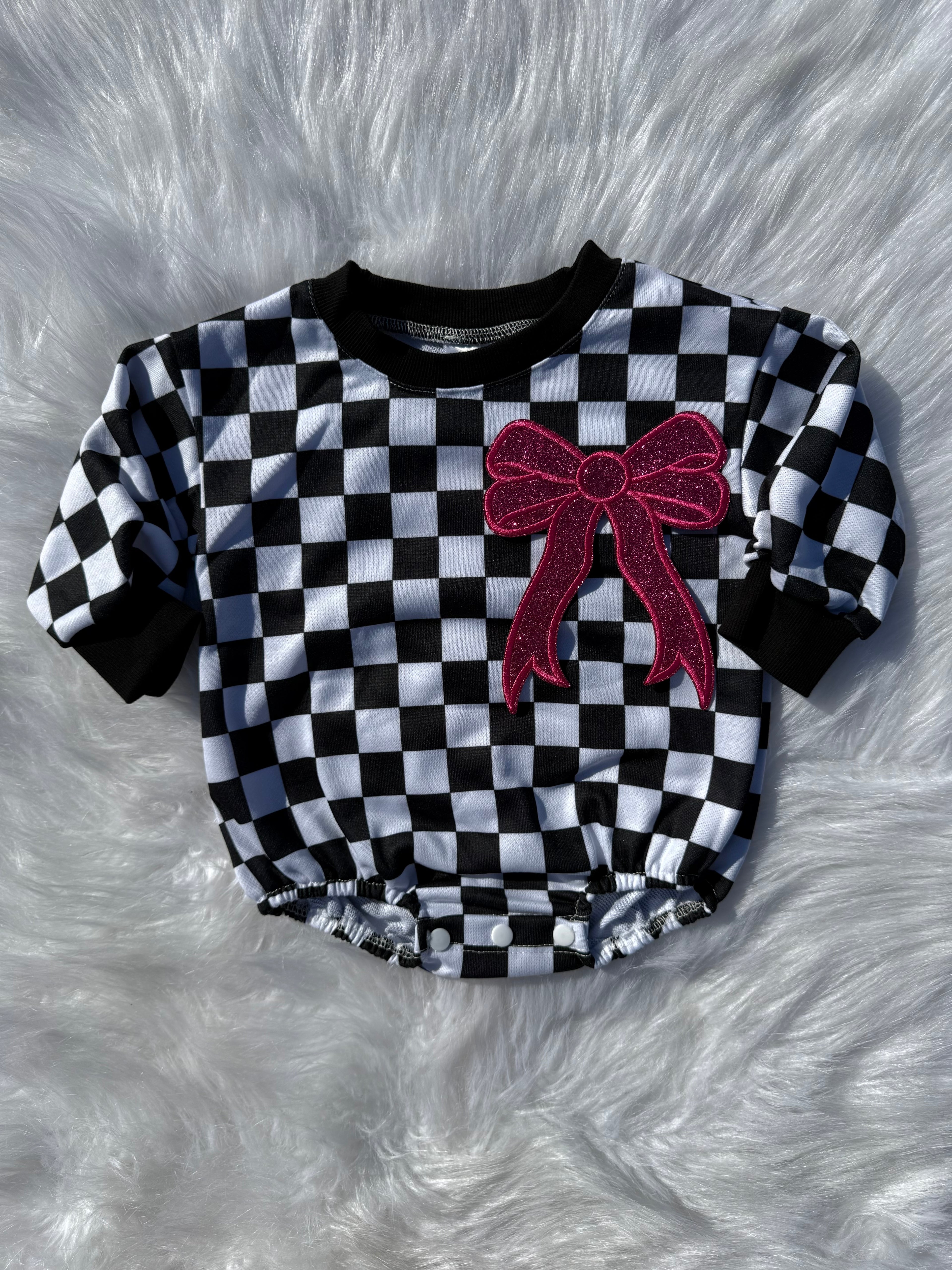 Bow patch bubble rompers (MULTIPLE OPTIONS)