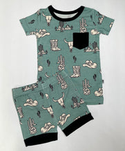 Load image into Gallery viewer, Teal Wild West Bamboo Short Set
