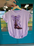 Purple Toile Name Bubble Romper