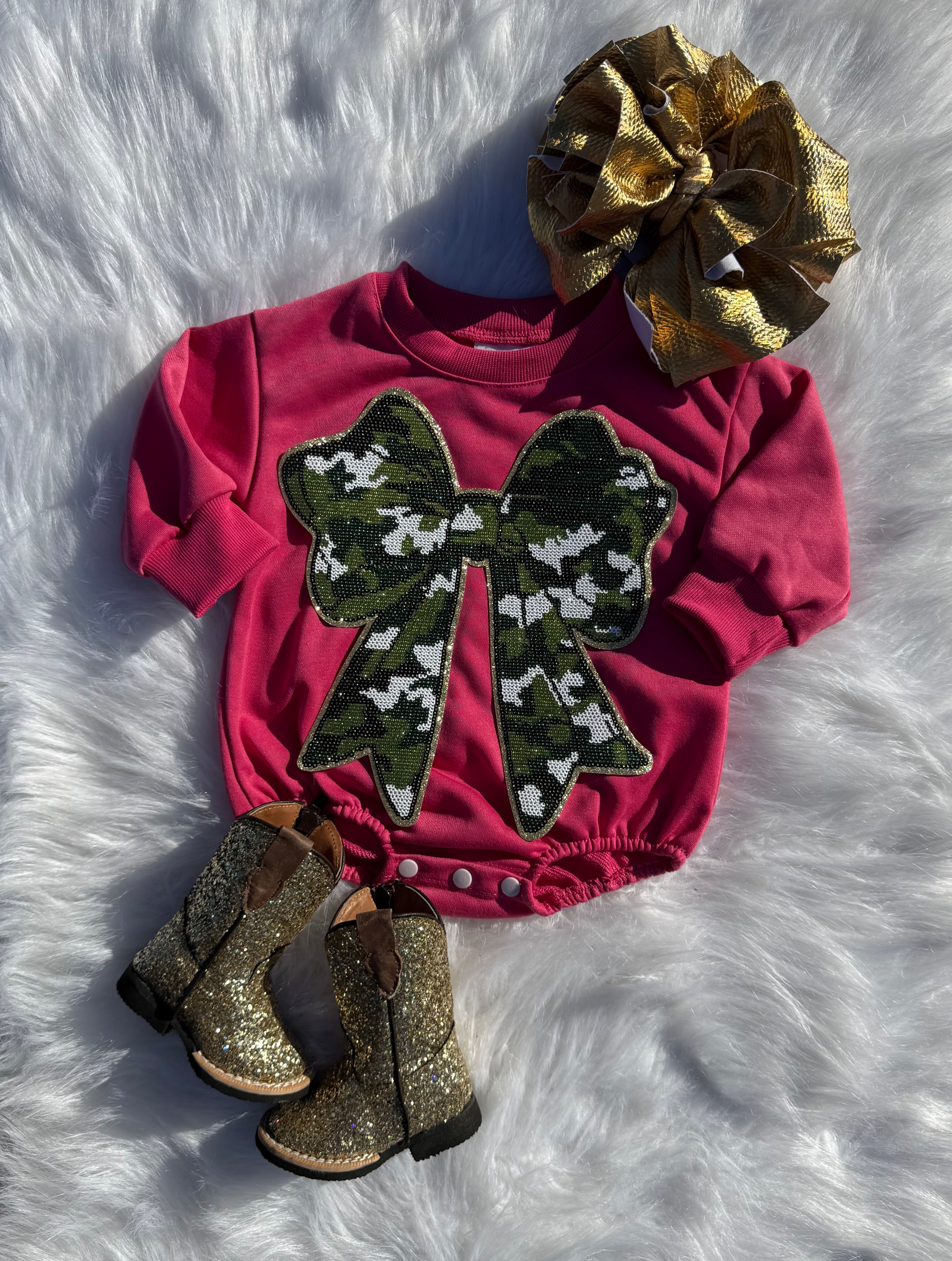 Camo Bow Bubble Romper (2 options)