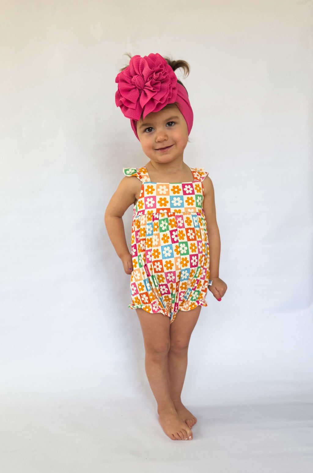 Checkered Floral Bamboo Romper (FINAL SALE)