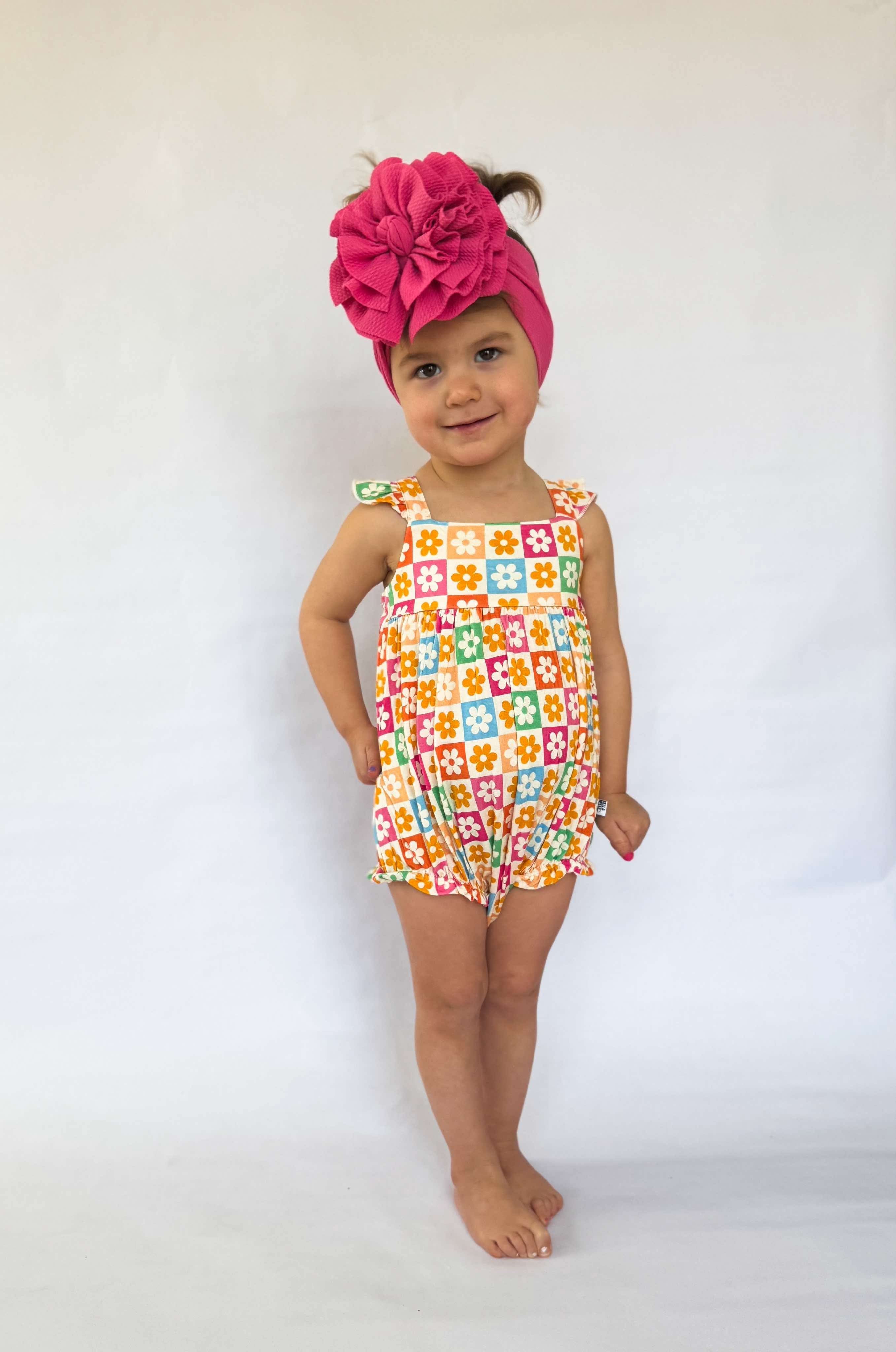Checkered Floral Bamboo Romper (FINAL SALE)