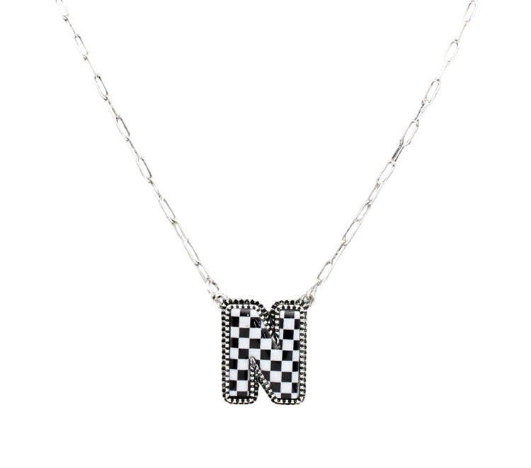 Checkered Initial necklace (FINAL SALE)