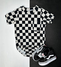 Load image into Gallery viewer, Black &amp; Off White Checkered Bubble Romper
