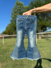 Load image into Gallery viewer, Bedazzled Denim Flares
