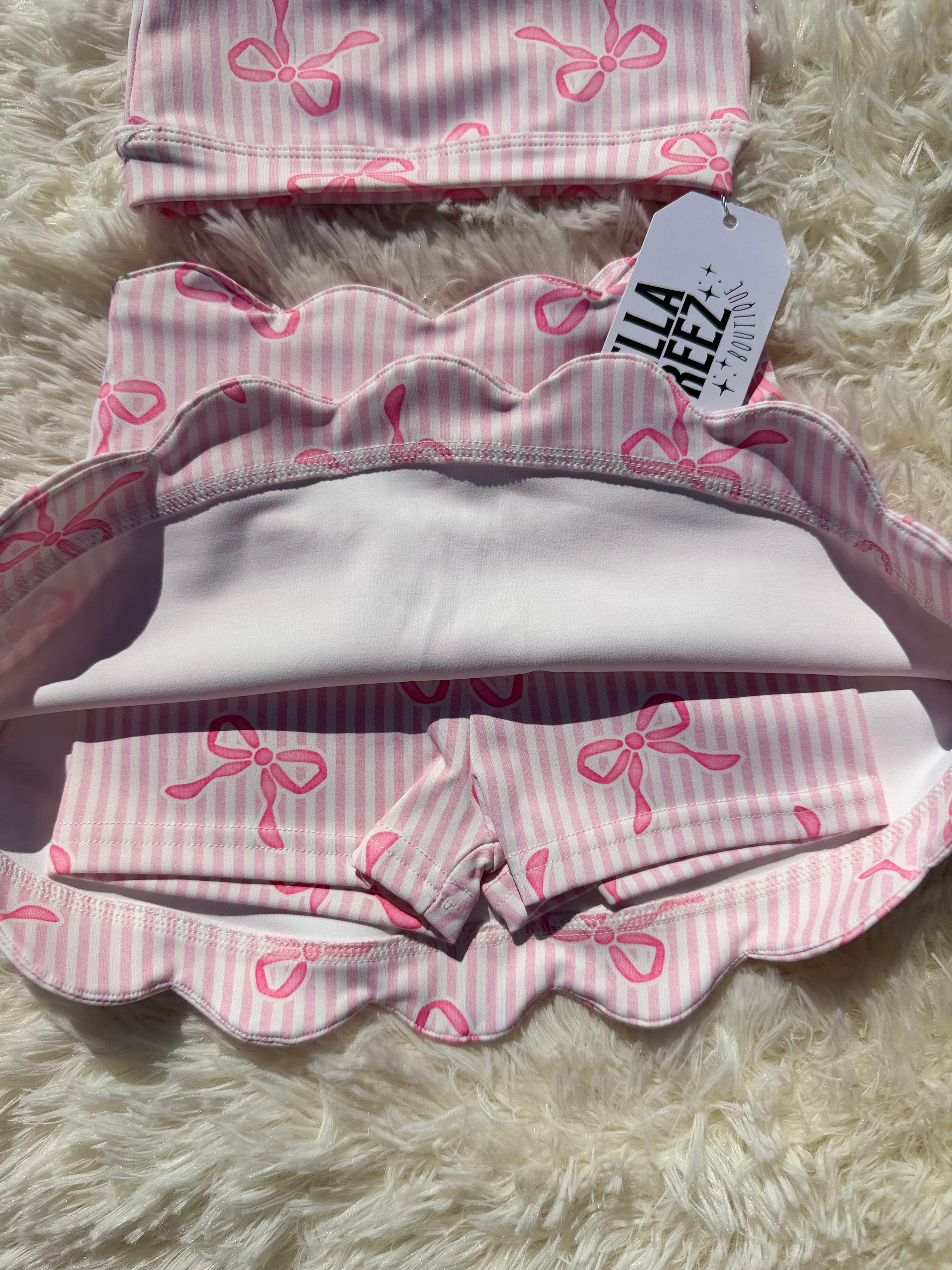 Pink Bow Babe Yoga Skirt Set