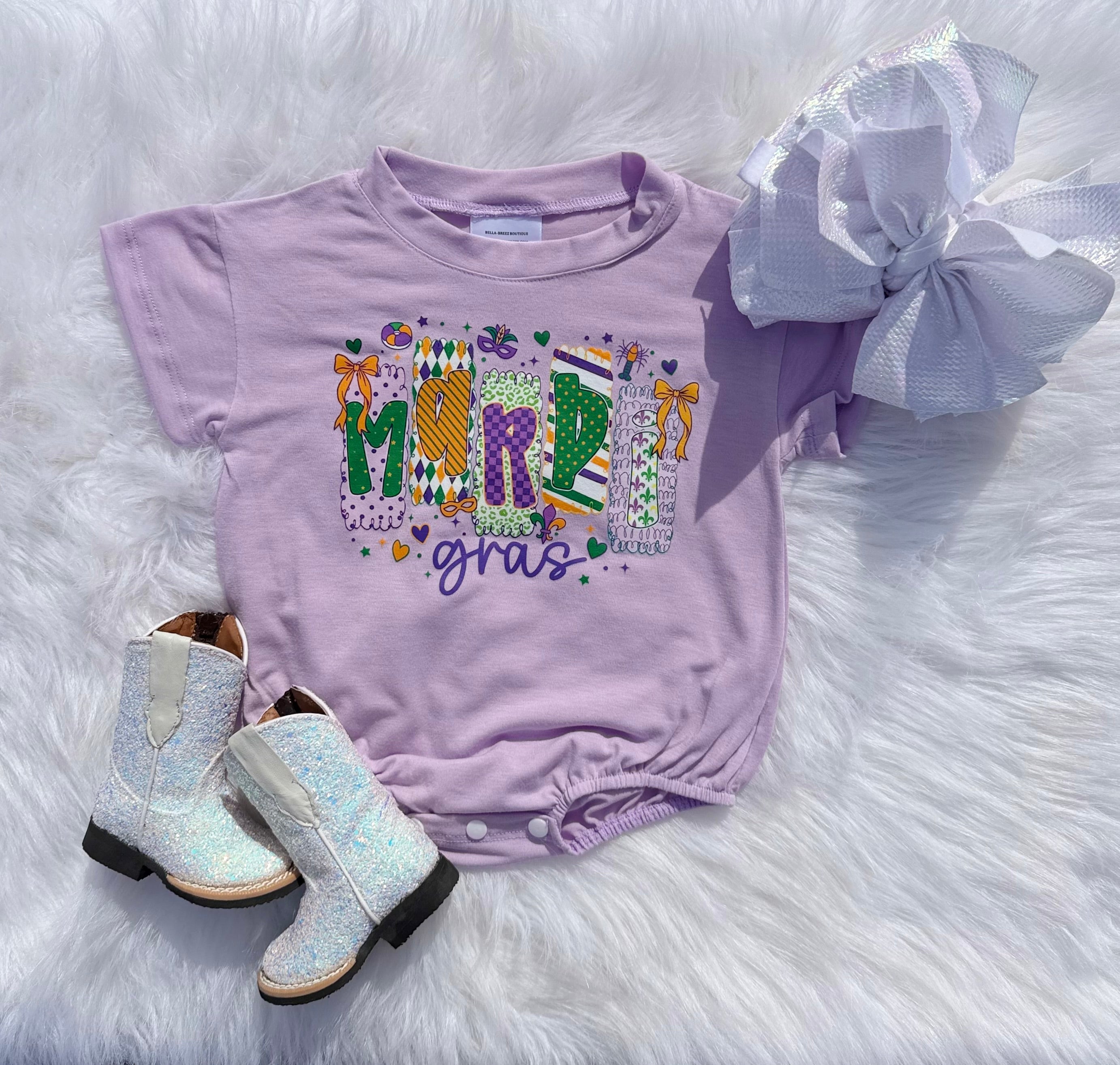 Mardi Gras Bubble Romper