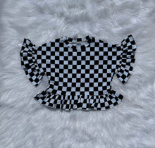 Load image into Gallery viewer, Race Ya checkered ruffle top
