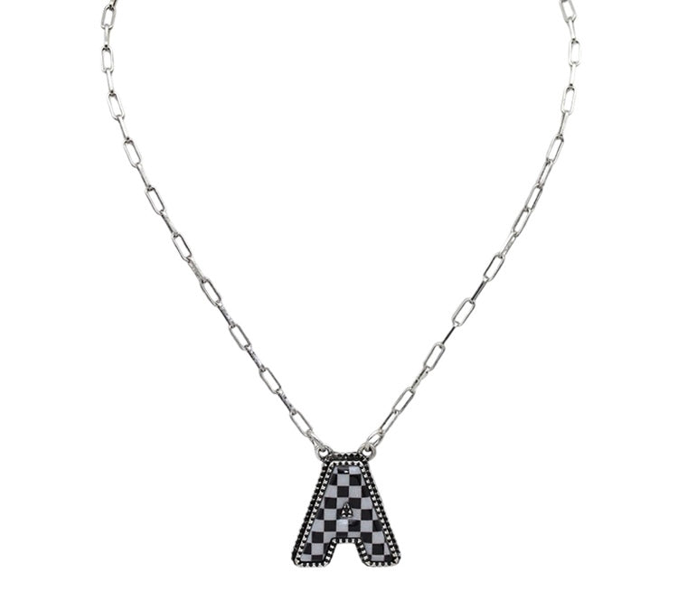 Checkered Initial necklace (FINAL SALE)
