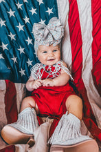 Load image into Gallery viewer, Suede-like USA Fringe Romper (FINAL SALE)
