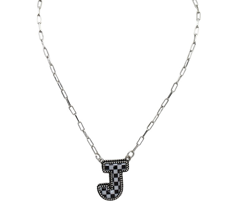 Checkered Initial necklace (FINAL SALE)