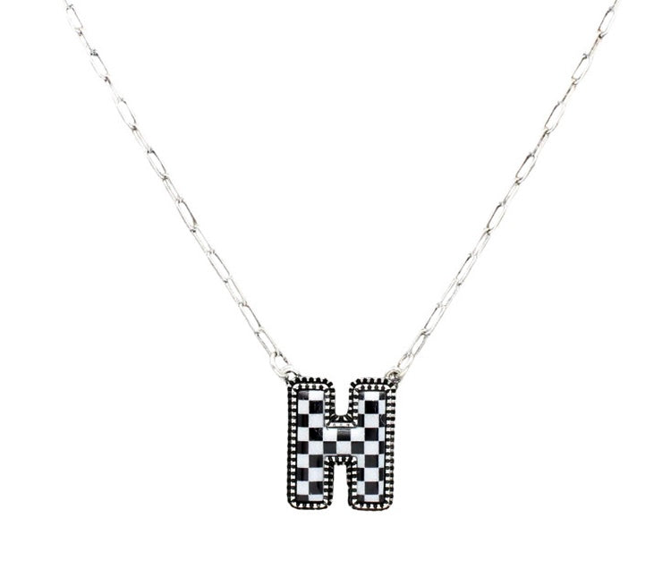Checkered Initial necklace