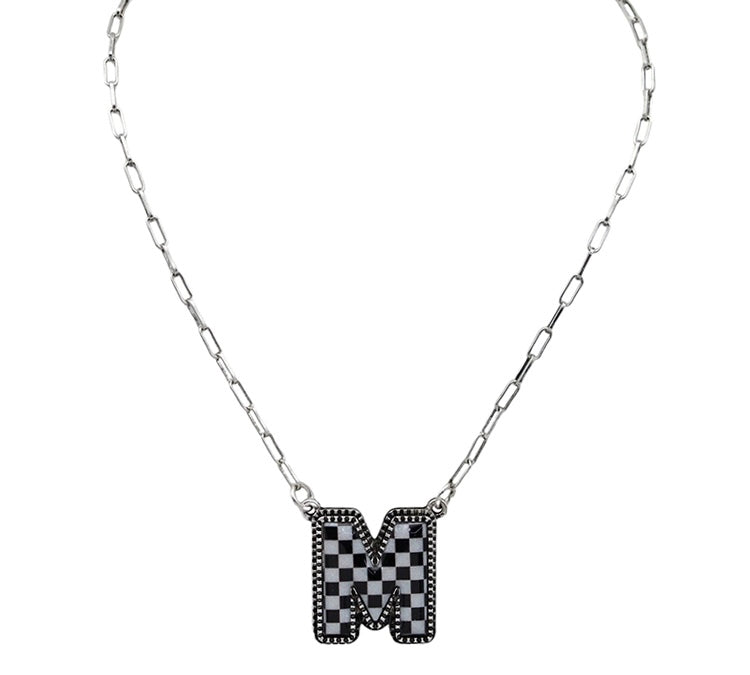 Checkered Initial necklace (FINAL SALE)