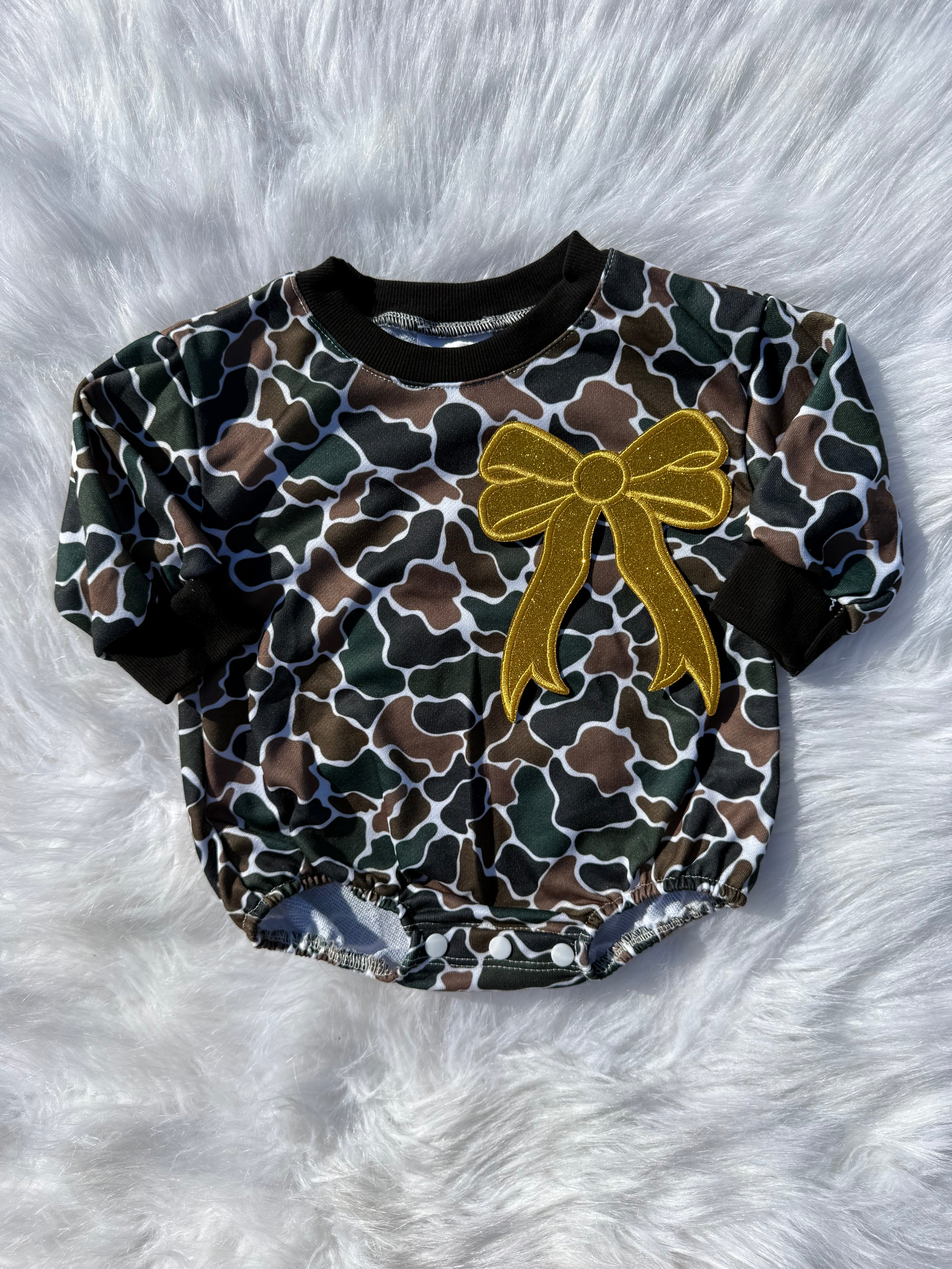 Bow patch bubble rompers (MULTIPLE OPTIONS)