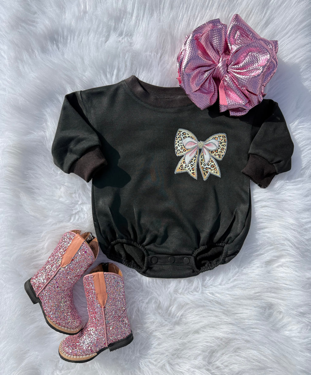 Cheetah Bow Bubble Romper