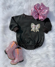 Load image into Gallery viewer, Cheetah Bow Bubble Romper
