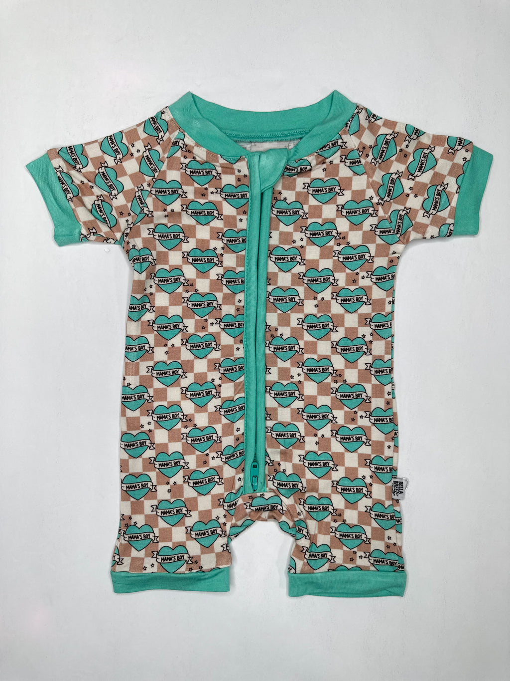 Checkered Mama's Boy Bamboo Shortie Romper (FINAL SALE)
