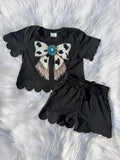 Cow Print Bow Scallop Set