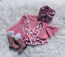 Load image into Gallery viewer, Cherry checkered suspender skirt
