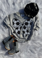 Load image into Gallery viewer, Soccer Bow Bubble Romper (4 options)
