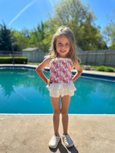 Load image into Gallery viewer, Pink Buckin’ Broncs Ruffled Swim Suit
