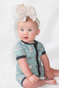 Teal Wild West Bamboo Shortie Romper