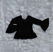 Load image into Gallery viewer, Midnight Edge Ruffled Sleeve Top
