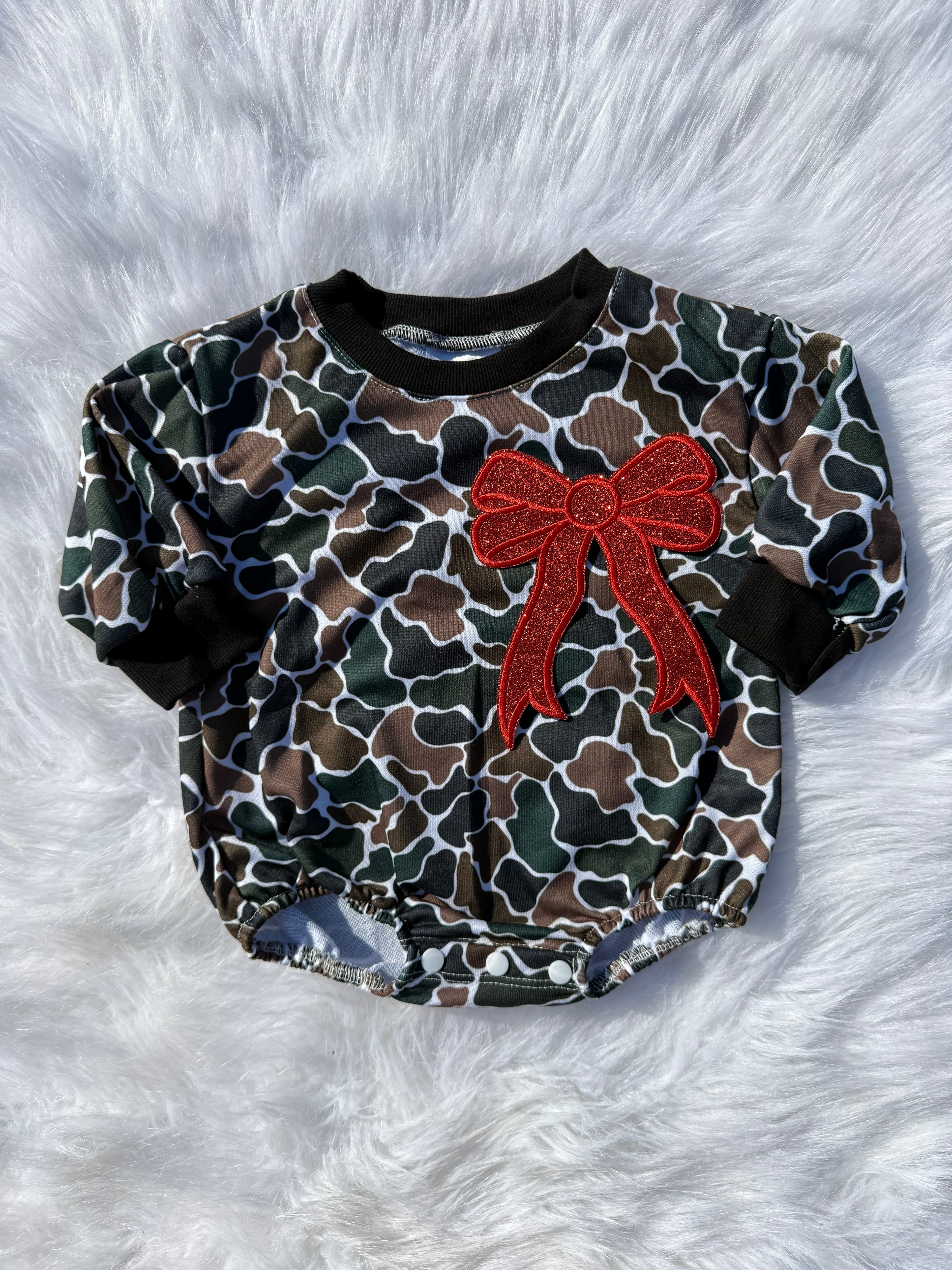 Bow patch bubble rompers (MULTIPLE OPTIONS)