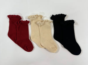 Knee High Knit Lace Girl Socks