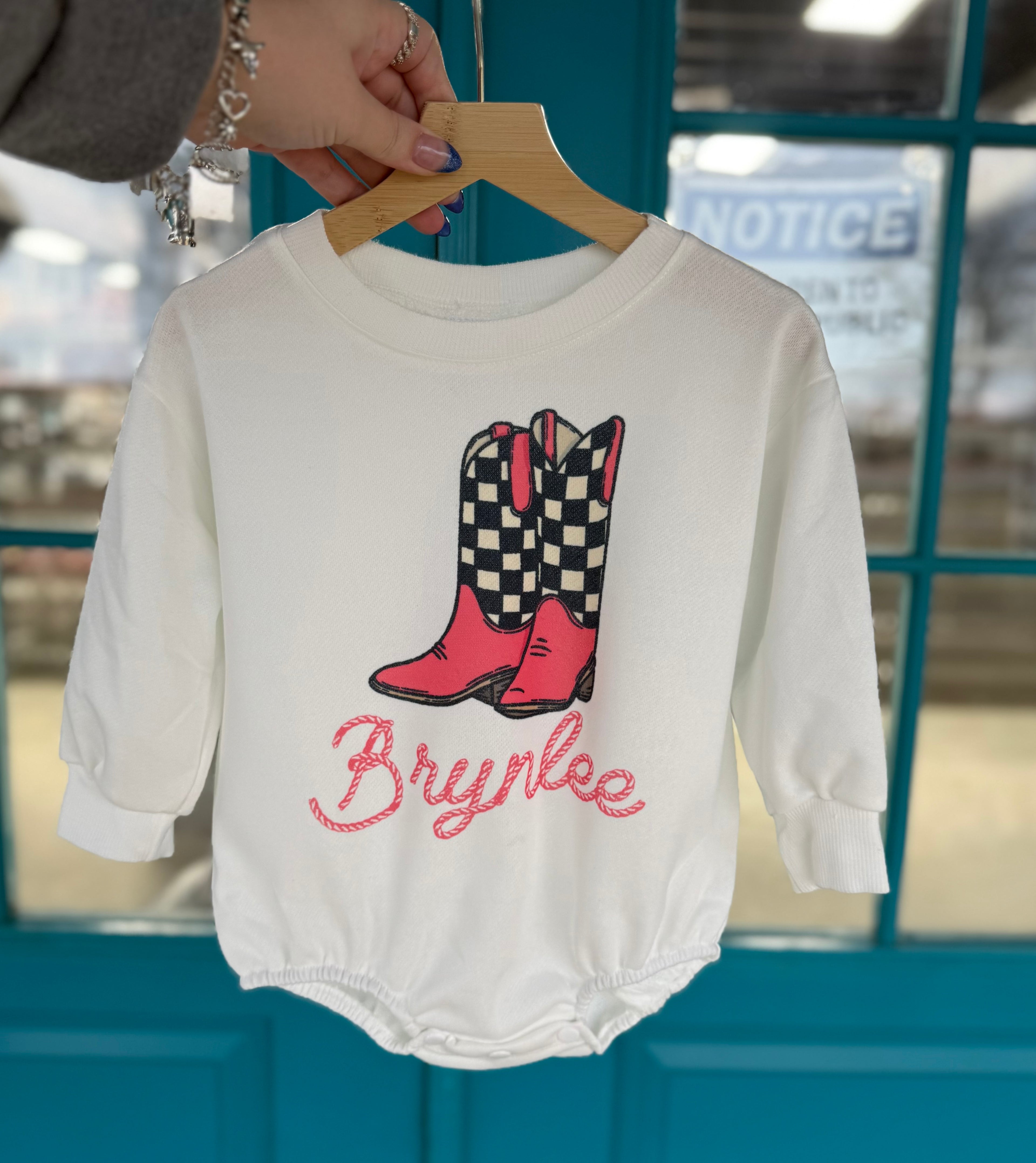 Custom Boot Name Sweatshirt/Bubble (Girl colors)