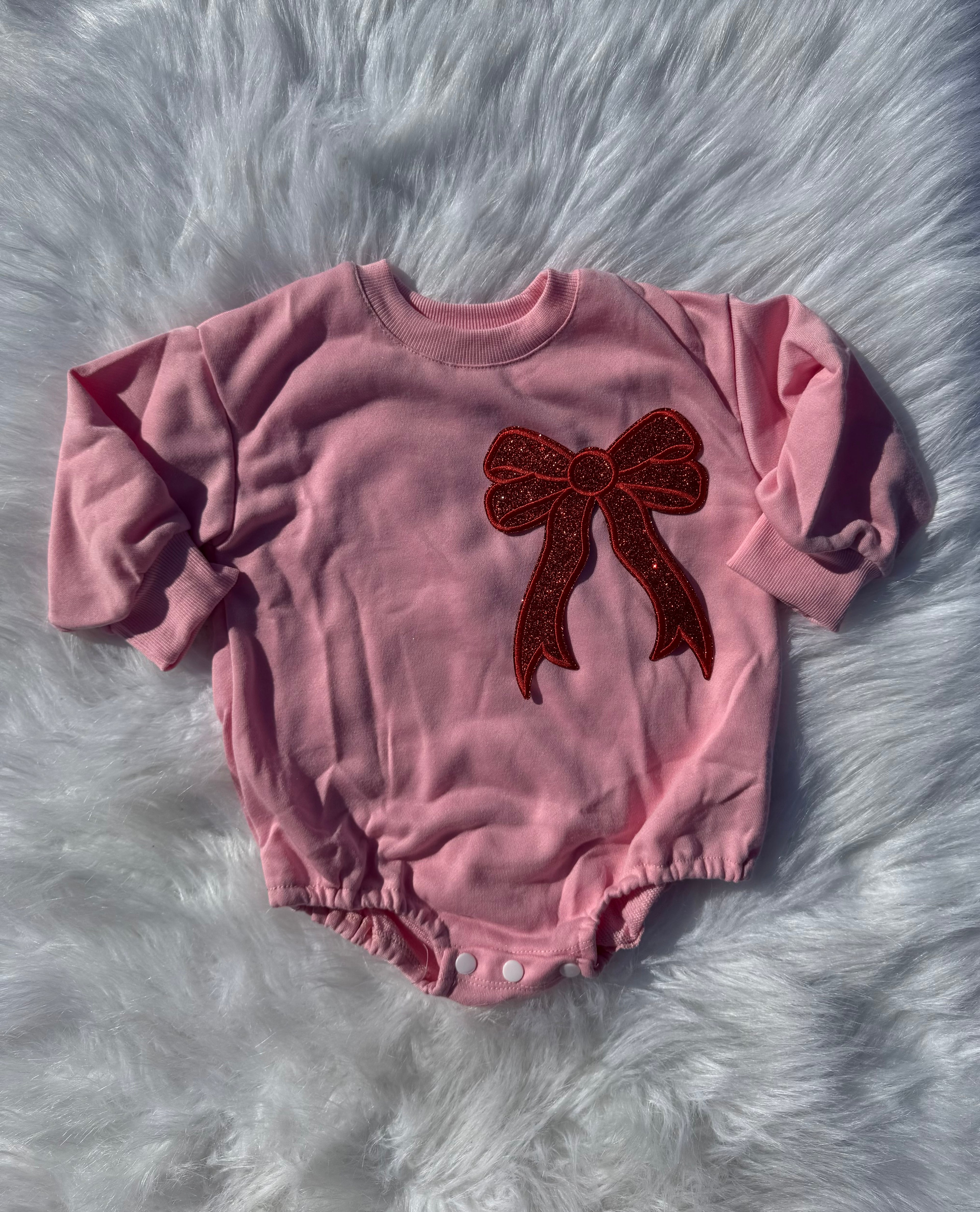 Bow patch bubble rompers (MULTIPLE OPTIONS)