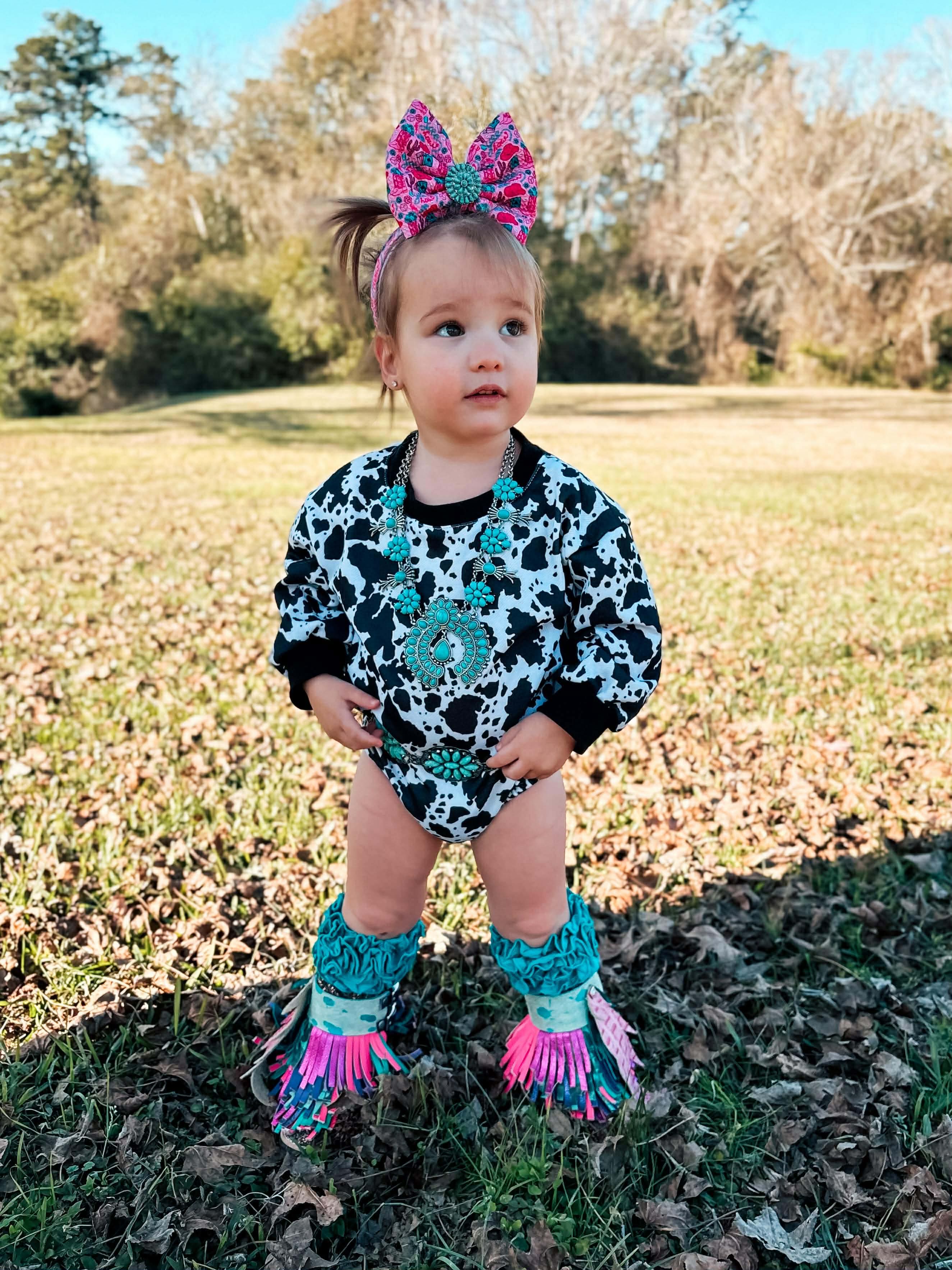 Cow Print Bubble Romper