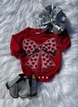 Load image into Gallery viewer, Red Valentines Day Patch Bubble Rompers
