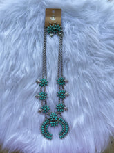 Load image into Gallery viewer, Squash blossom necklace and earring set
