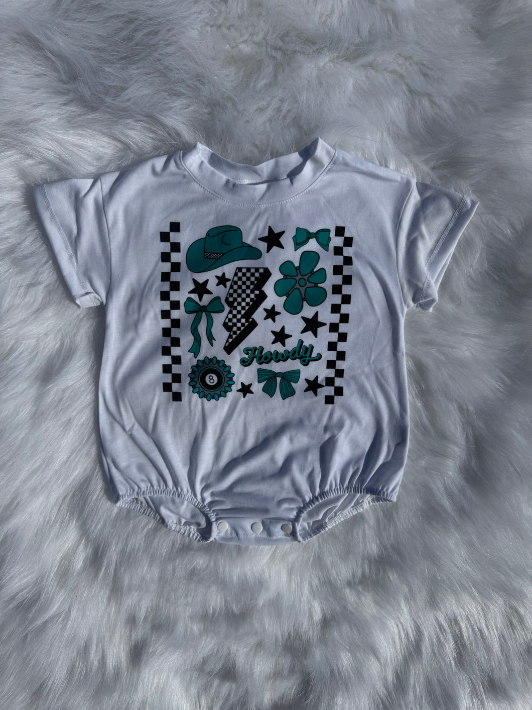 Howdy Collage bubble romper