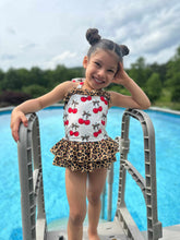 Load image into Gallery viewer, Cherry-licious Ruffled Swim Suit
