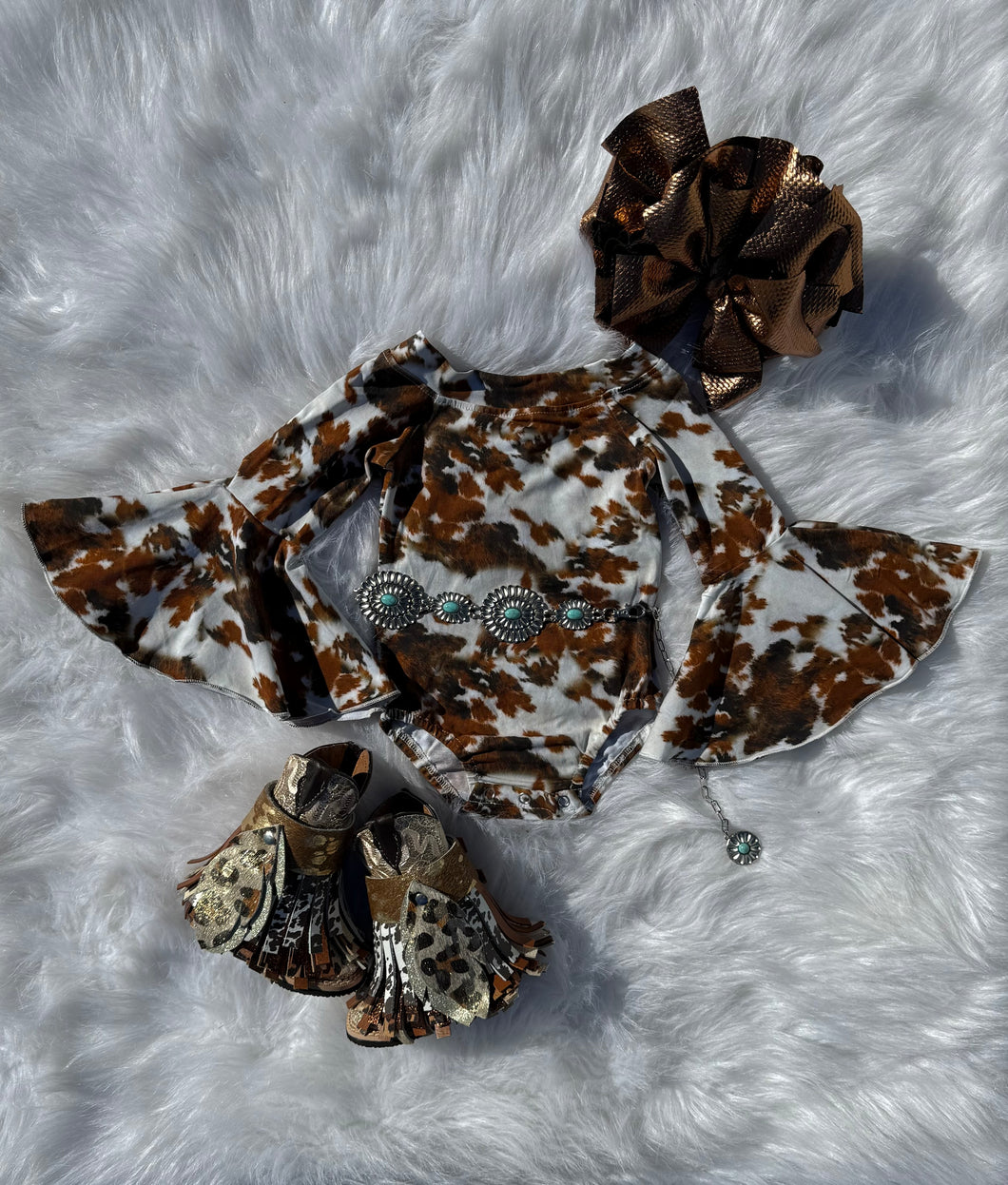 Cow Print Bell Sleeve Leo/Top