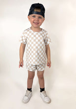 Load image into Gallery viewer, Tan Checkered Short Set
