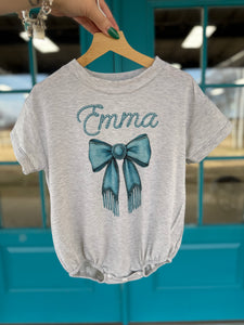 Grey Custom Bow Name Crewneck/Bubble