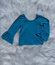 Load image into Gallery viewer, Blue Ruffled Sleeve Top
