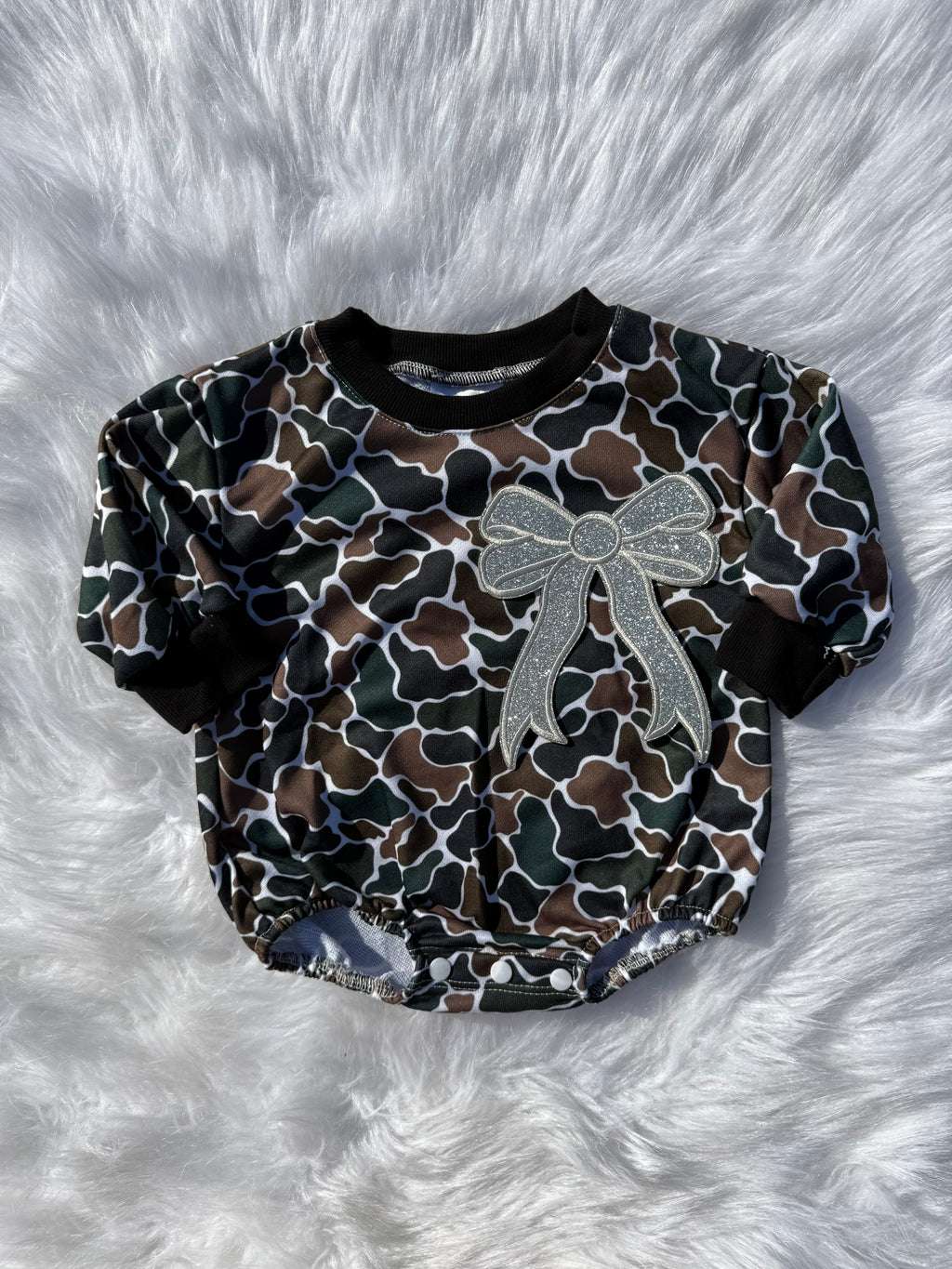 Bow patch bubble rompers (MULTIPLE OPTIONS)
