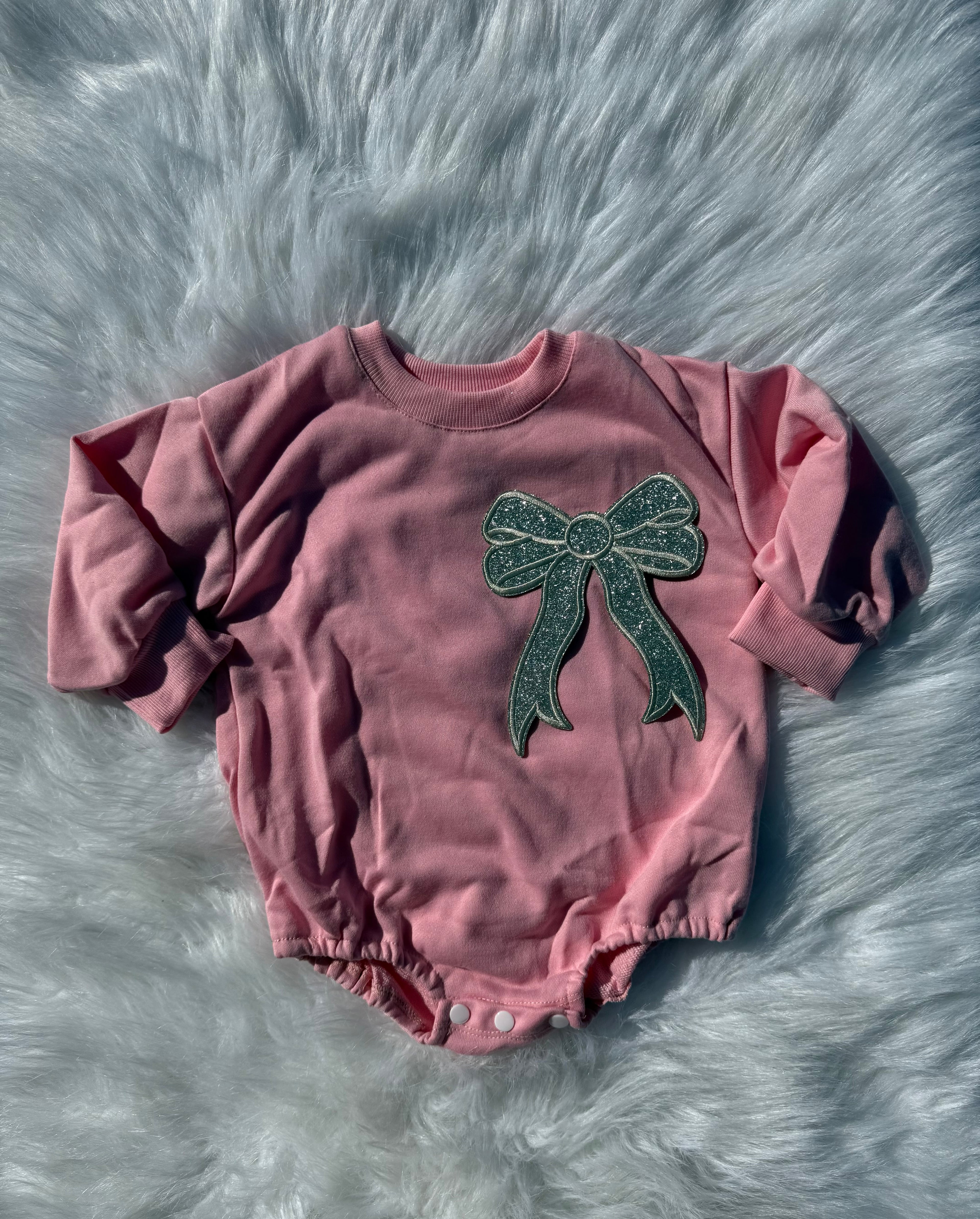 Bow patch bubble rompers (MULTIPLE OPTIONS)