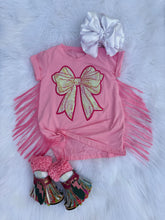 Load image into Gallery viewer, Pink Bow Sequin T-Shirt Dress
