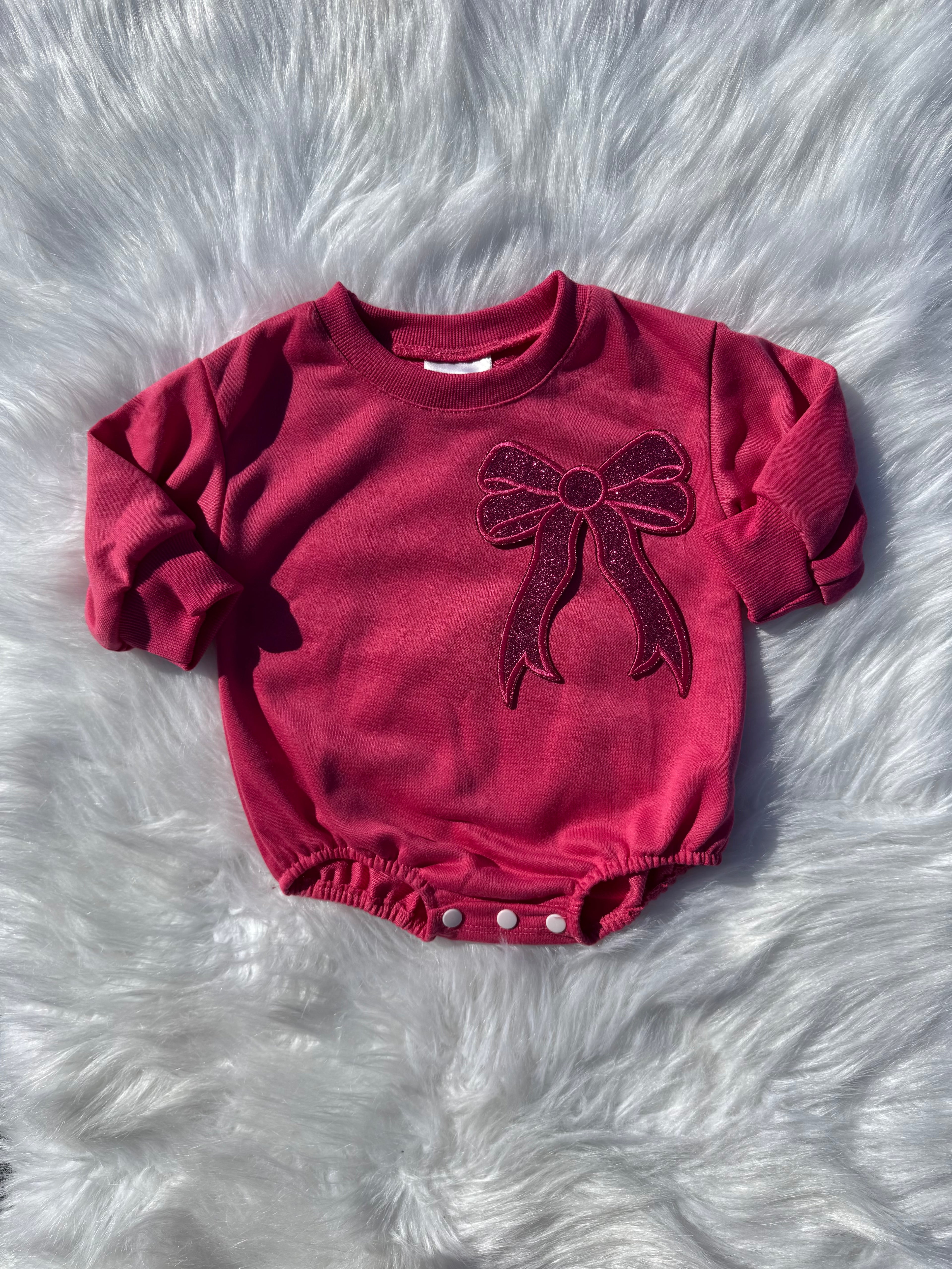 Bow patch bubble rompers (MULTIPLE OPTIONS)