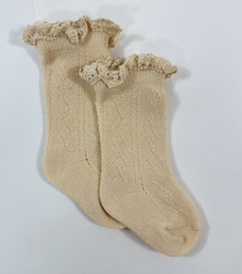 Knee High Knit Lace Girl Socks