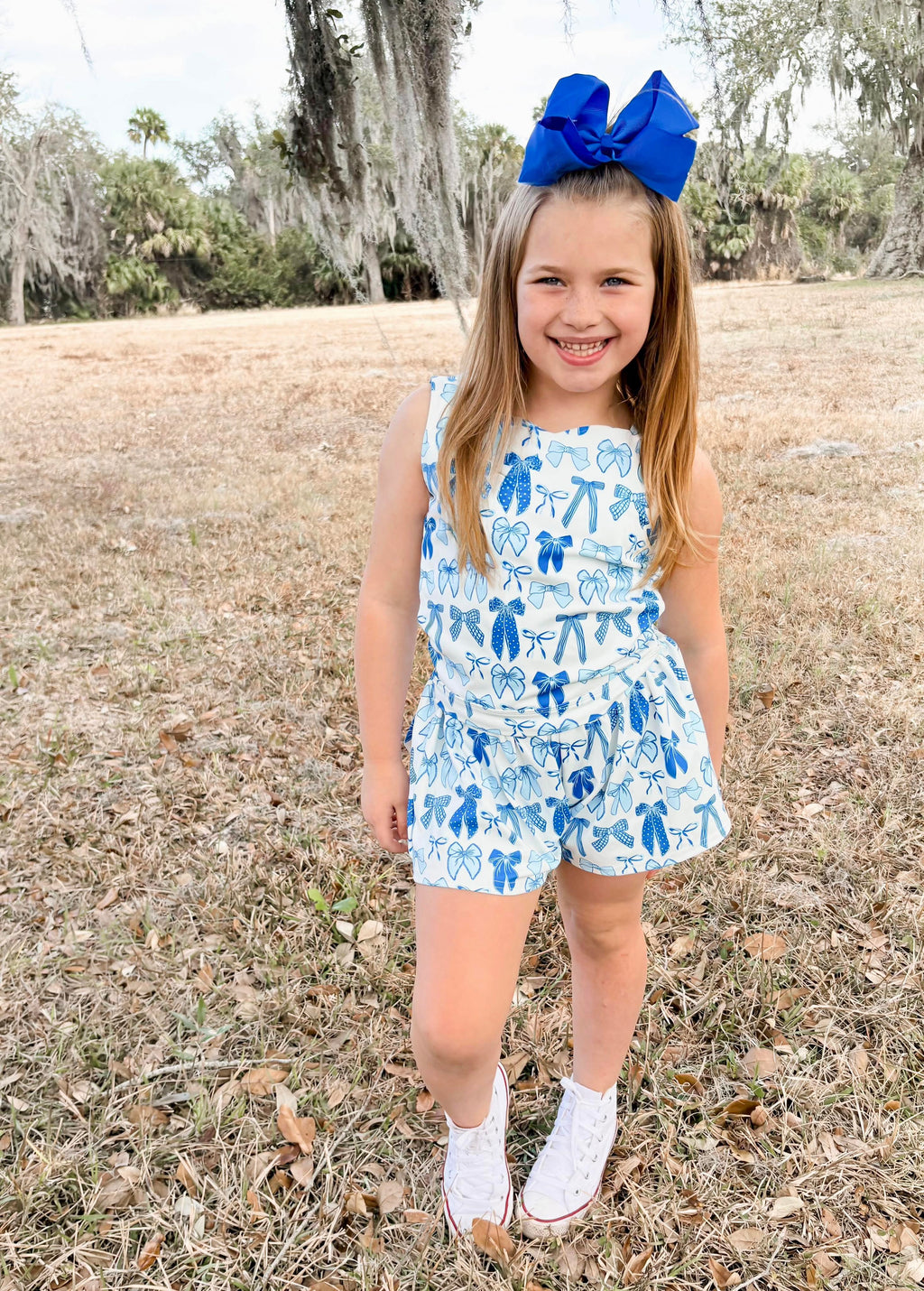 Blue Tide Bows Yoga Short Set