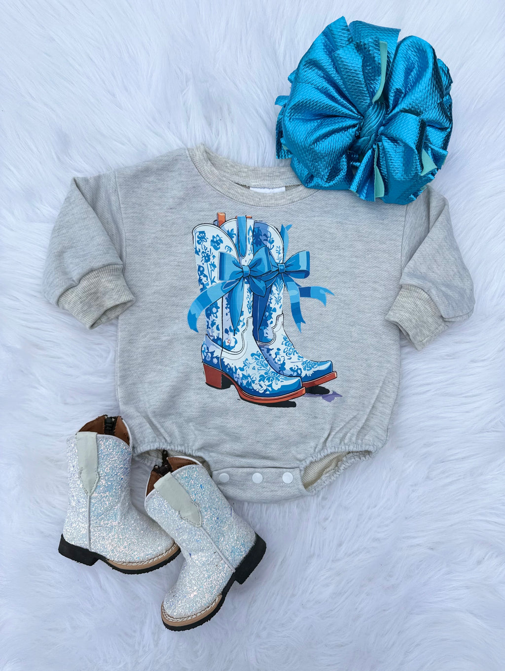 Blue Boots Bubble Romper