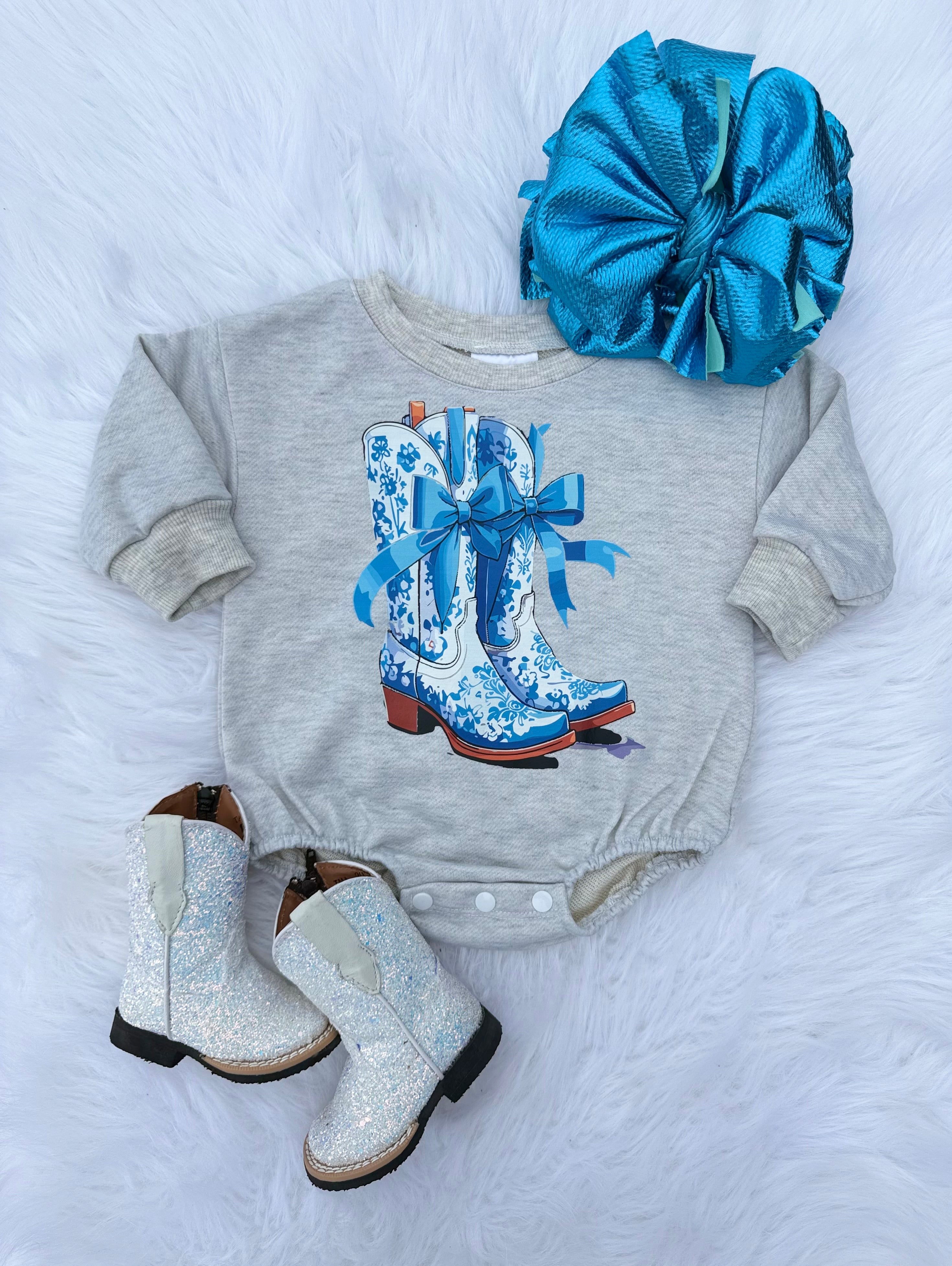 Blue Boots Bubble Romper