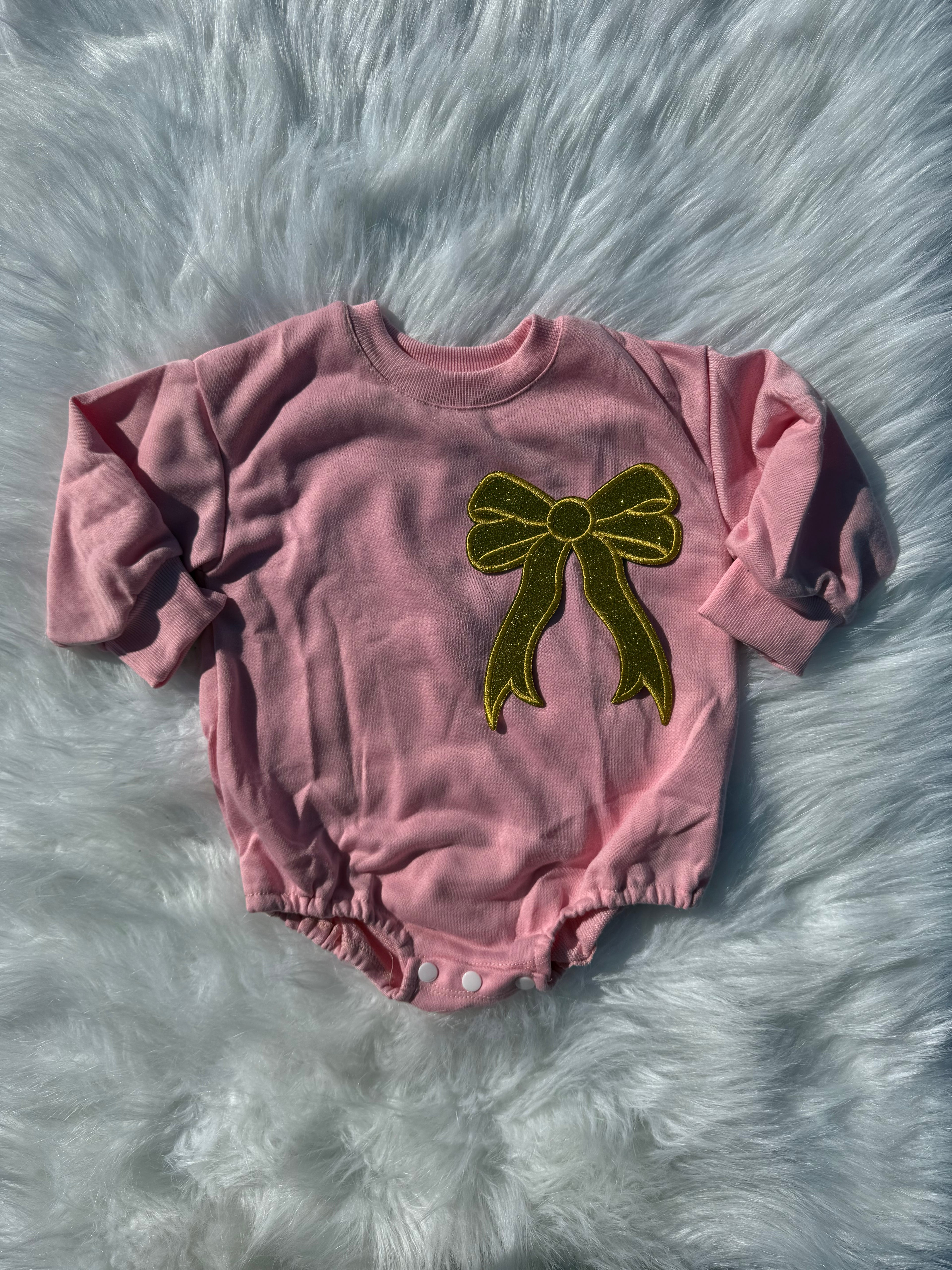 Bow patch bubble rompers (MULTIPLE OPTIONS)